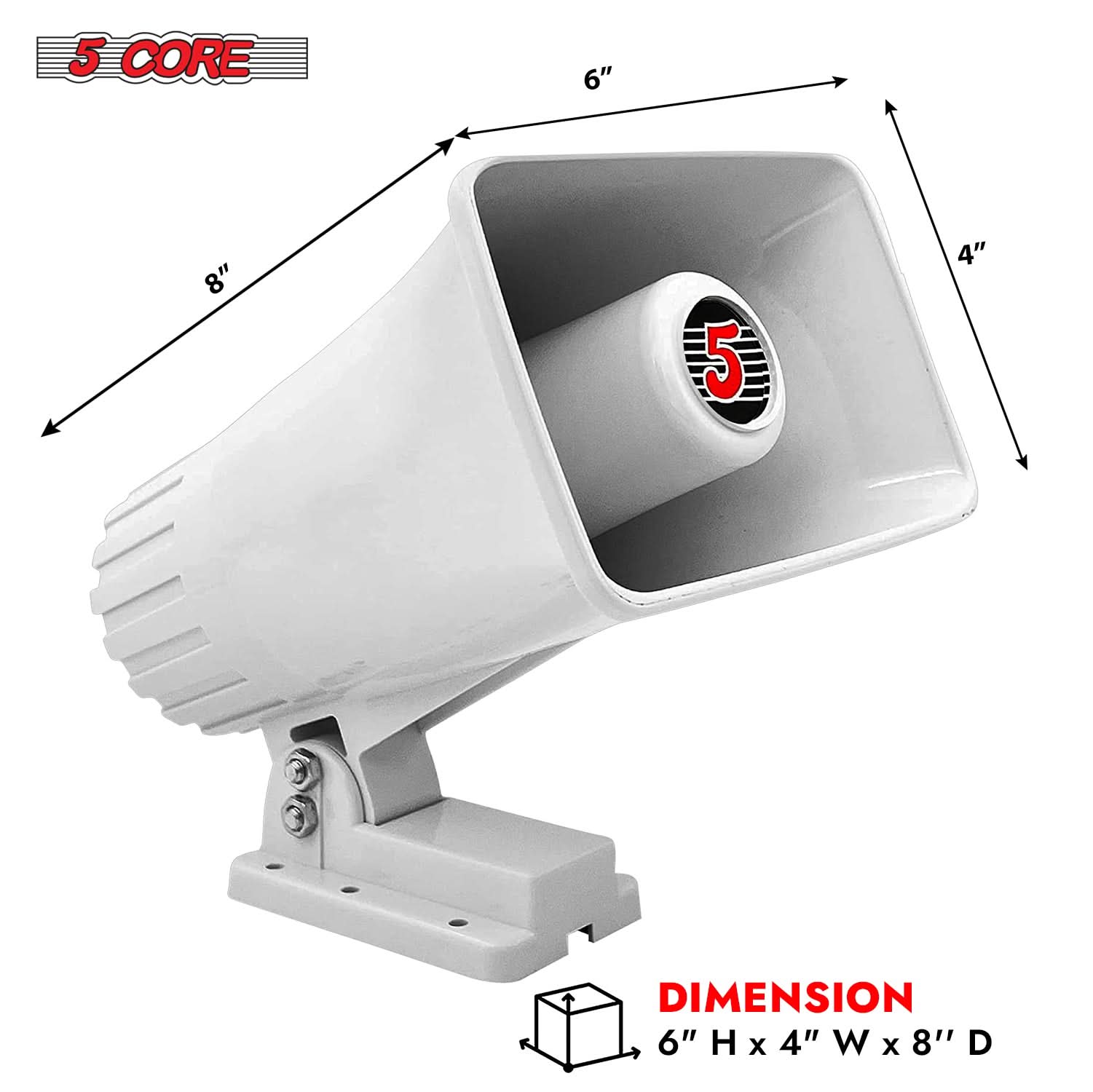 5 Core PA Speaker Pair 6 x 4" 50W Bull Horn Loud Audio Outdoor Speakers System 8Ohm Reflex Megaphone-2