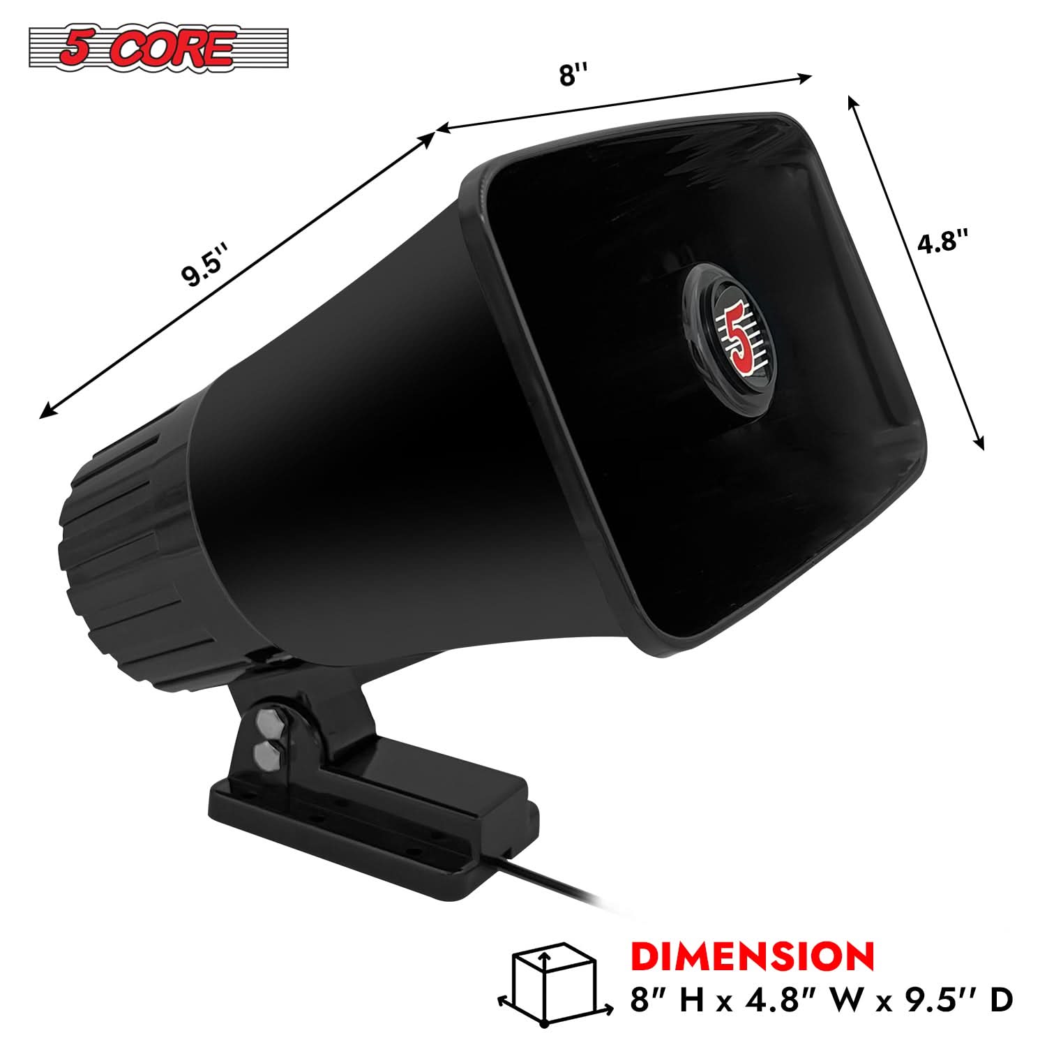 5 Core PA Speaker Pair 5 x 8" 65W Bull Horn Loud Audio Outdoor Speakers System 8Ohm Reflex Megaphone-2
