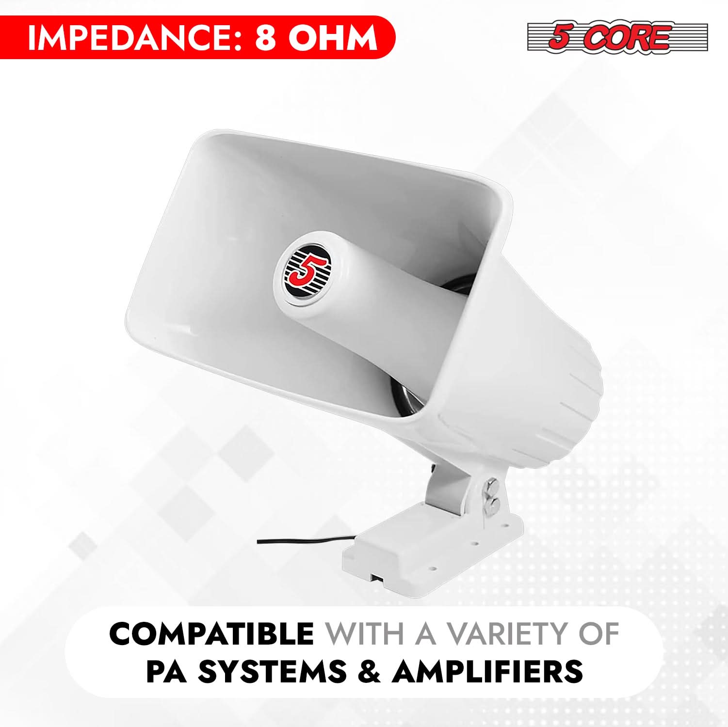 5 Core PA Speaker Pair 5 x 8" 65W Bull Horn Loud Audio Outdoor Speakers System 8Ohm Reflex Megaphone-4