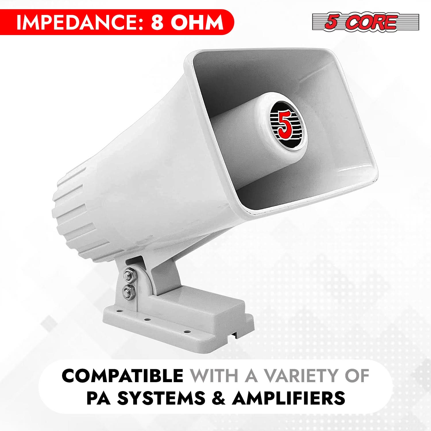 5 Core PA Speaker Pair 6 x 4" 50W Bull Horn Loud Audio Outdoor Speakers System 8Ohm Reflex Megaphone-4