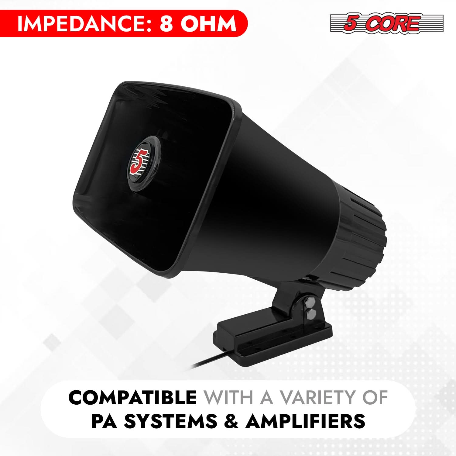 5 Core PA Speaker Pair 5 x 8" 65W Bull Horn Loud Audio Outdoor Speakers System 8Ohm Reflex Megaphone-4
