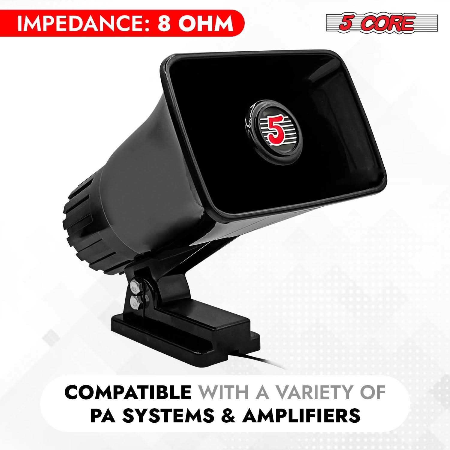 5 Core PA Speaker Pair 6 x 4" 50W Bull Horn Loud Audio Outdoor Speakers System 8Ohm Reflex Megaphone-4