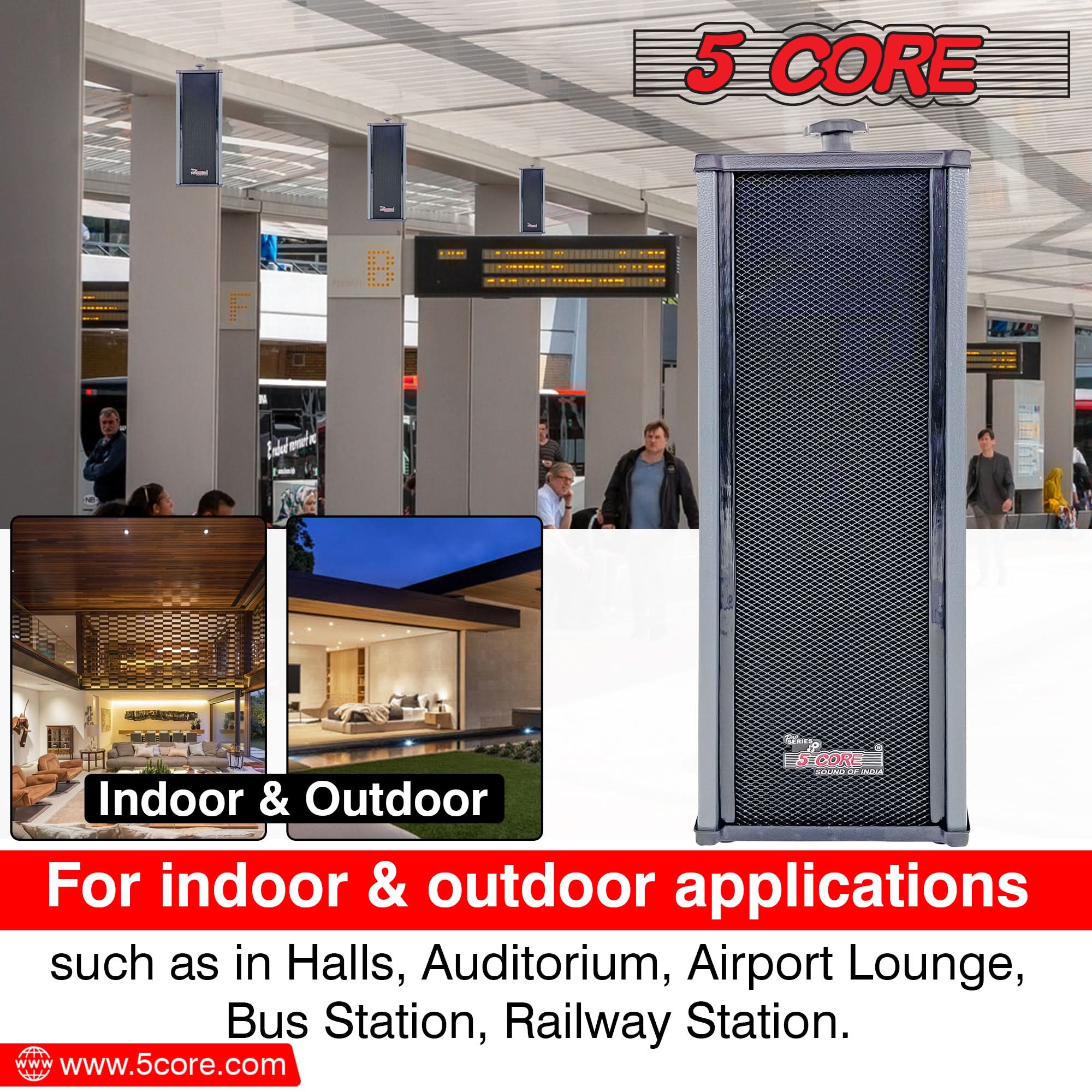 5Core Outdoor Speakers Stereo In Wall 100W Peak Passive Home Audio System 2 Pieces-4