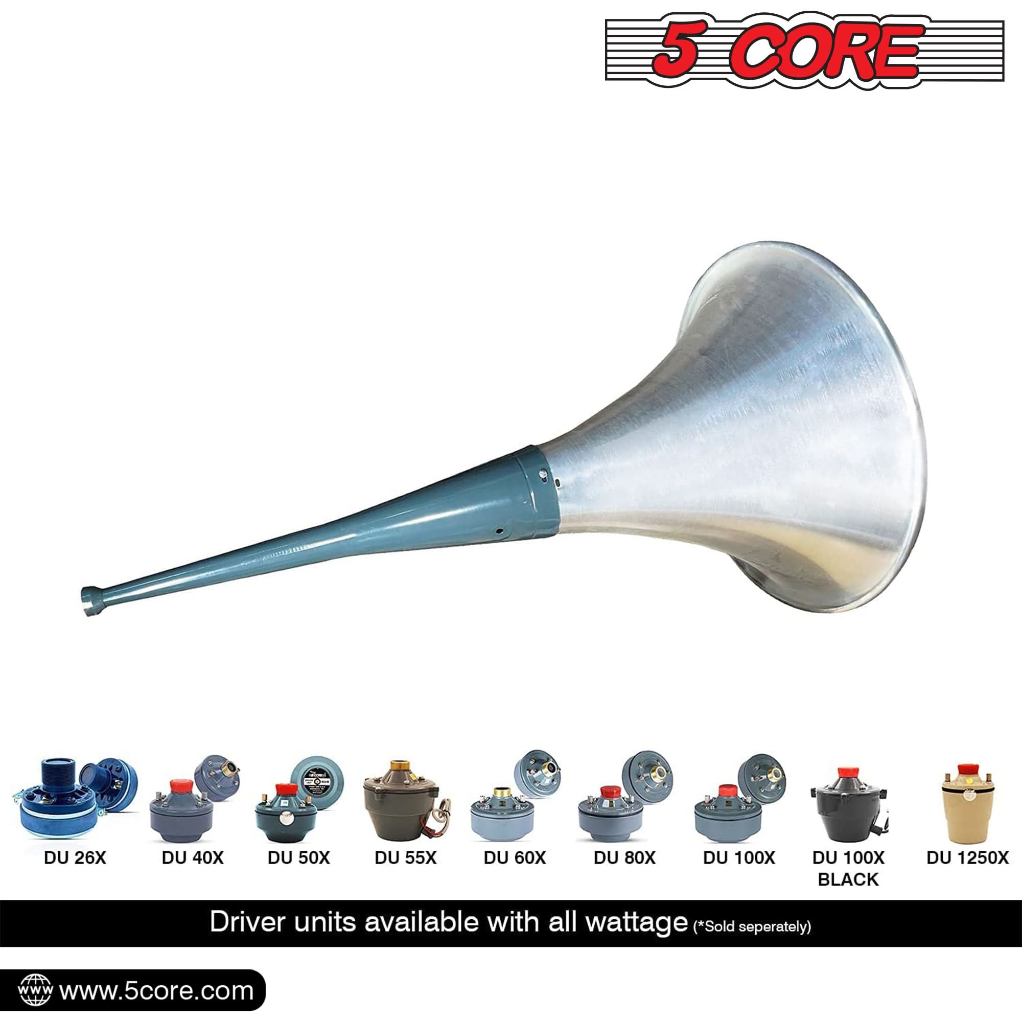 5 Core PA Speaker Trumpet Reflex Horn Throat 22" Aluminum Body Support Most Compression Driver-4
