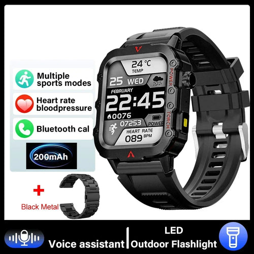 2025 Military Outdoor Smartwatch For Man Bluetooth reloj inteligente LED Flahlight 1.73inch Montres Hommes Sports Smart Watches