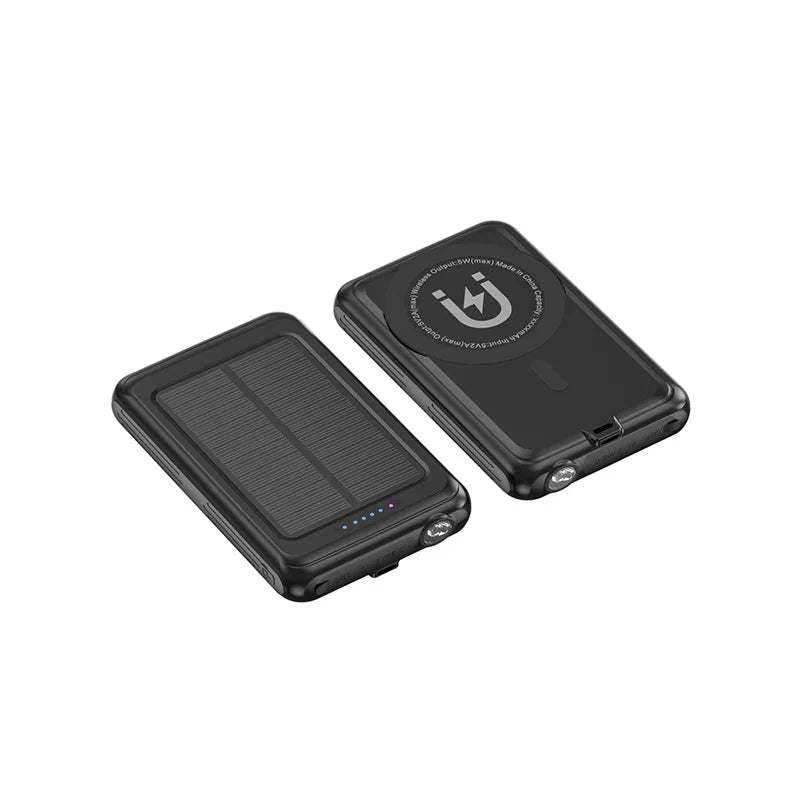 5000mAh Magnetic Wireless Charger Magsafe Solar Power Bank for iPhone 16 15 14 13 Mini Portable Induction Charger Spare Battery