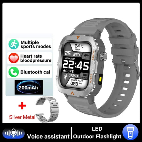 2025 Military Outdoor Smartwatch For Man Bluetooth reloj inteligente LED Flahlight 1.73inch Montres Hommes Sports Smart Watches