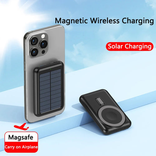 20000mAh  Solar Magnetic Fast Charge Power Bank, Wireless Charger with type-C,  Portable Solar Charger for IPhone Android