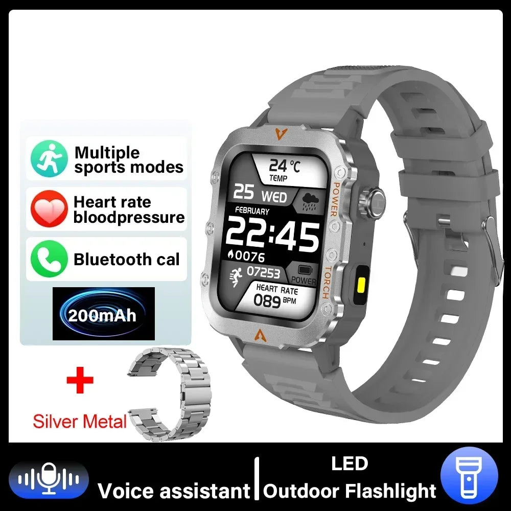 2025 Military Outdoor Smartwatch For Man Bluetooth reloj inteligente LED Flahlight 1.73inch Montres Hommes Sports Smart Watches