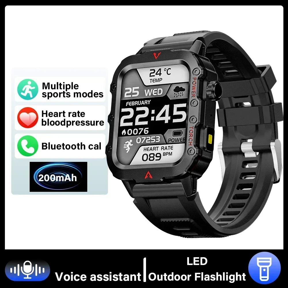 2025 Military Outdoor Smartwatch For Man Bluetooth reloj inteligente LED Flahlight 1.73inch Montres Hommes Sports Smart Watches
