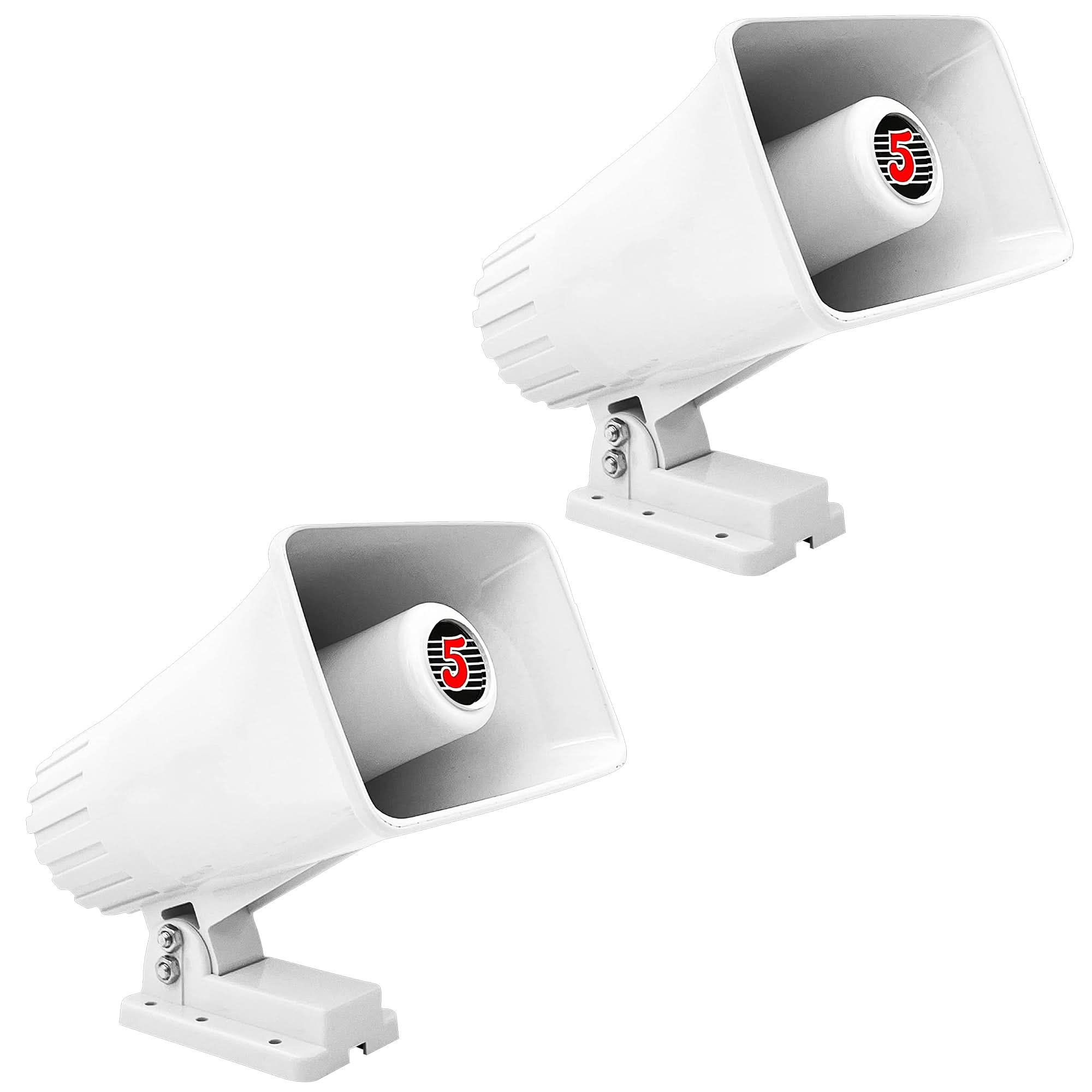 5 Core PA Speaker Pair 6 x 4" 50W Bull Horn Loud Audio Outdoor Speakers System 8Ohm Reflex Megaphone-0