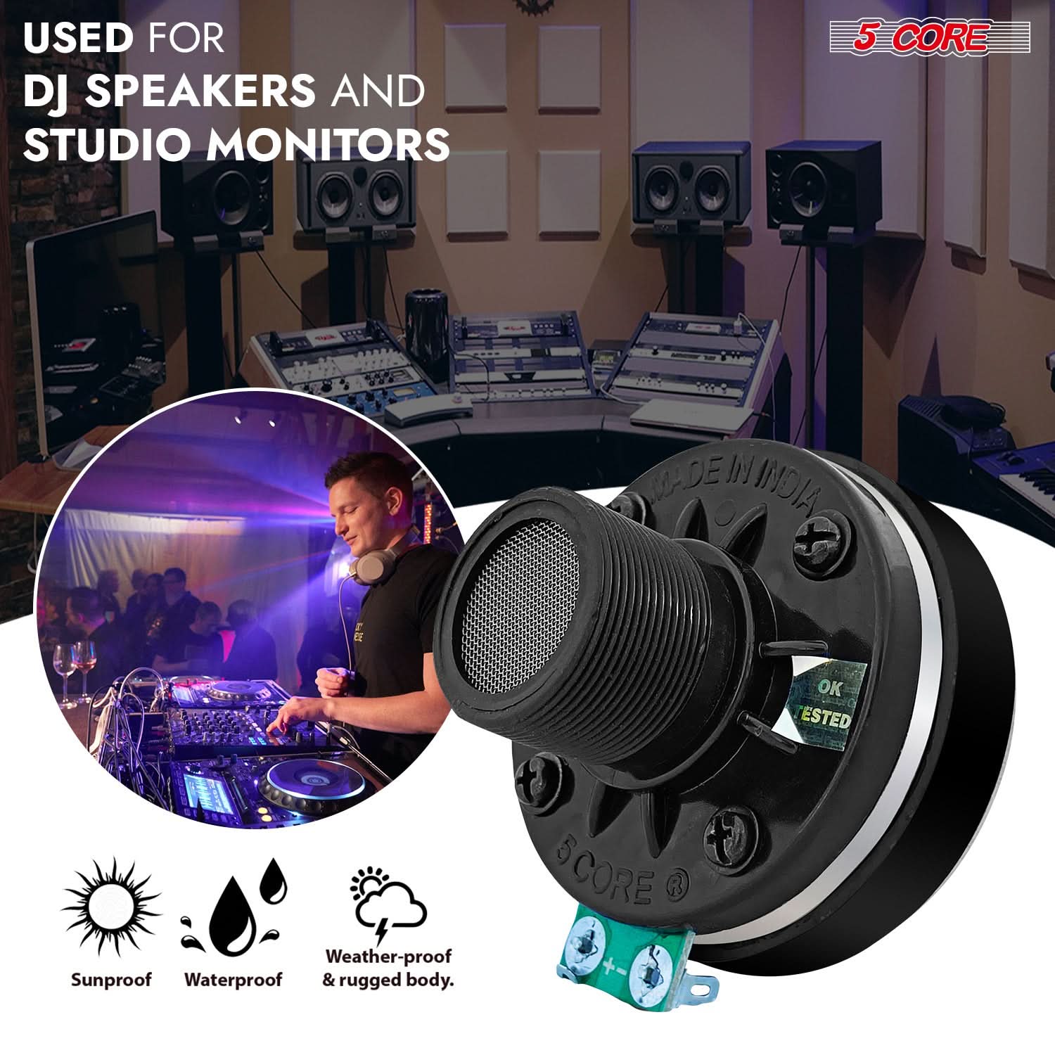 5Core Compression Driver 200W Peak Power Aluminum Tweeter Diaphragm 8 Ohm Horn Speaker-2
