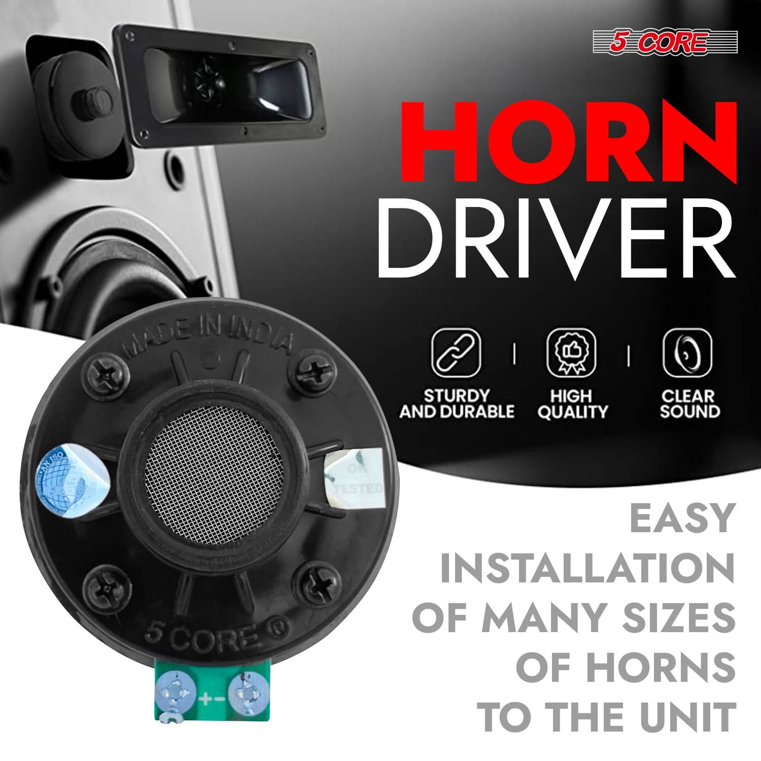 5Core Compression Driver 200W Peak Power Aluminum Tweeter Diaphragm 8 Ohm Horn Speaker-3