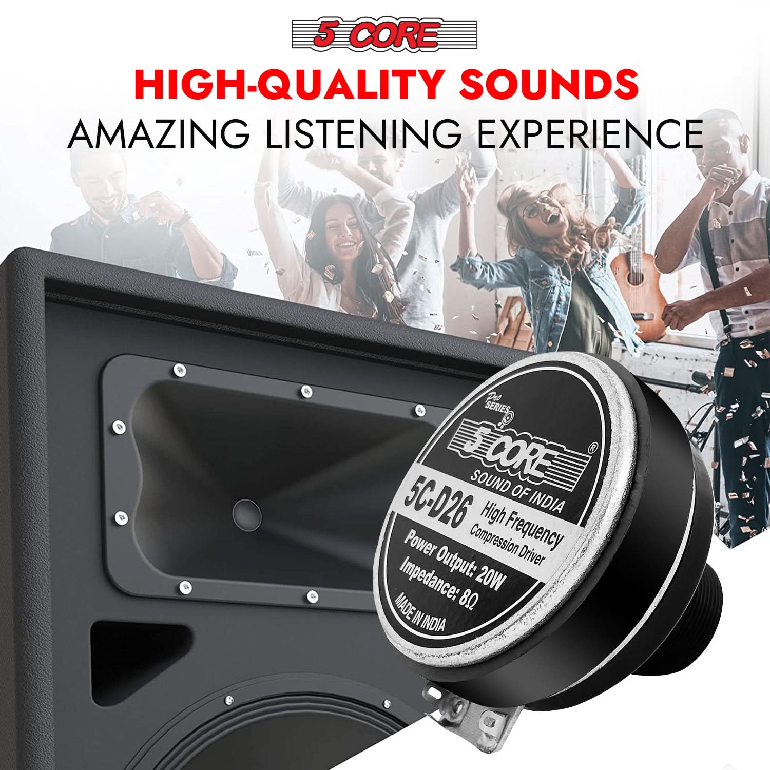 5Core Compression Driver 200W Peak Power Aluminum Tweeter Diaphragm 8 Ohm Horn Speaker-4