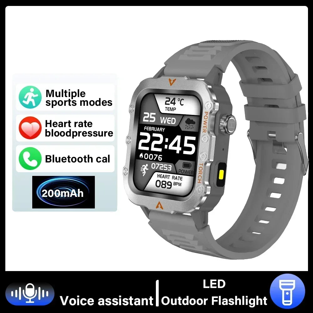 2025 Military Outdoor Smartwatch For Man Bluetooth reloj inteligente LED Flahlight 1.73inch Montres Hommes Sports Smart Watches
