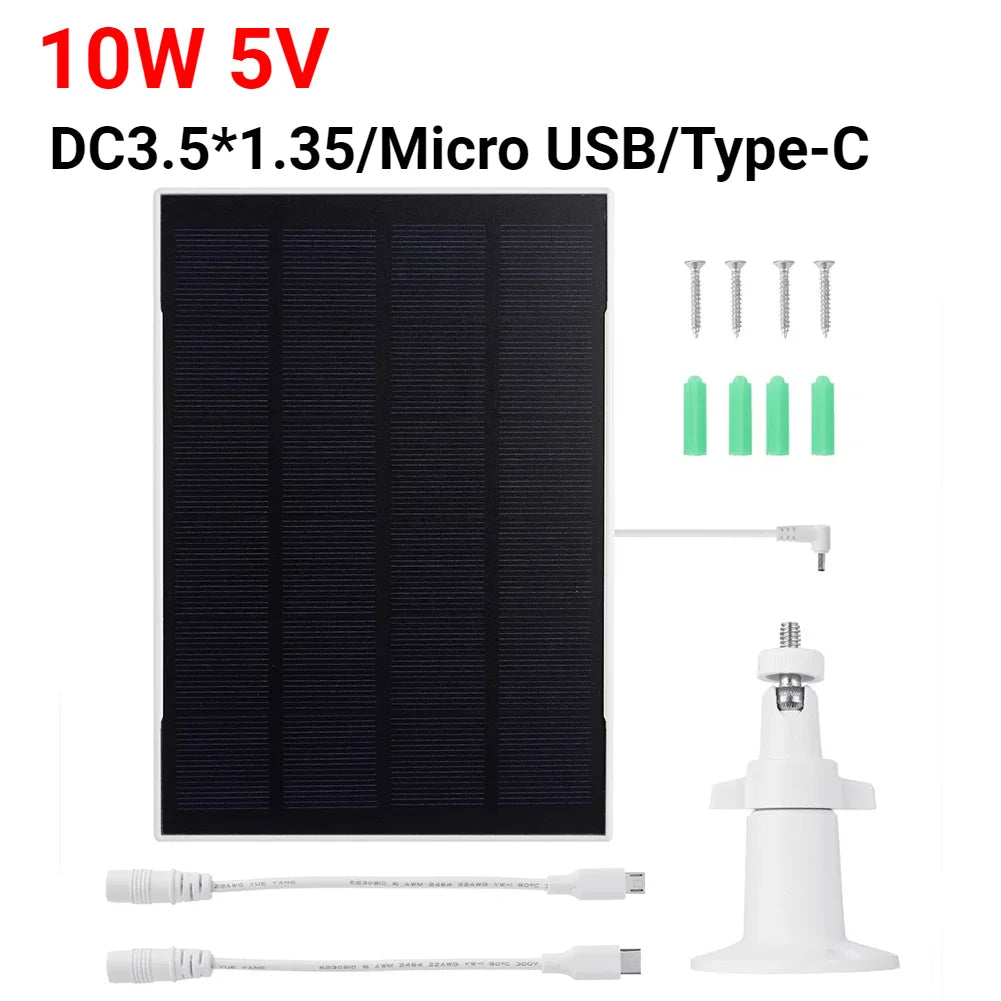 10W 5V Solar Panel Adjustable Wall Mount Solar Panel Micro USB Type C U-shaped Wireless Security Camera Solar Plate Kit Charger
