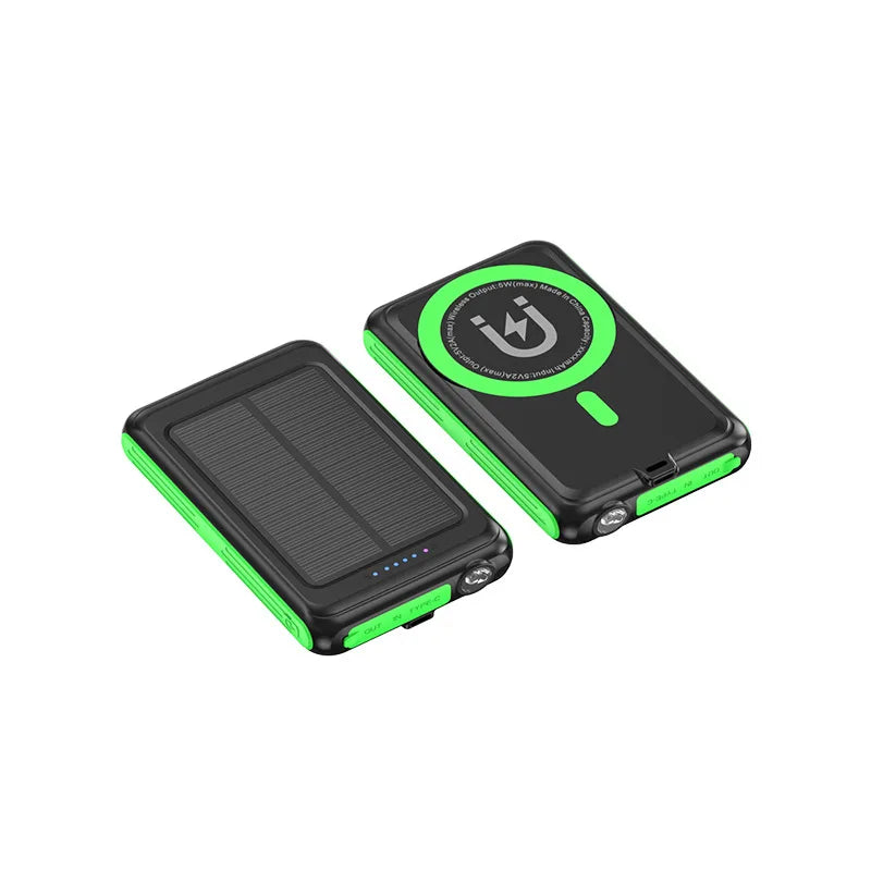 5000mAh Magnetic Wireless Charger Magsafe Solar Power Bank for iPhone 16 15 14 13 Mini Portable Induction Charger Spare Battery