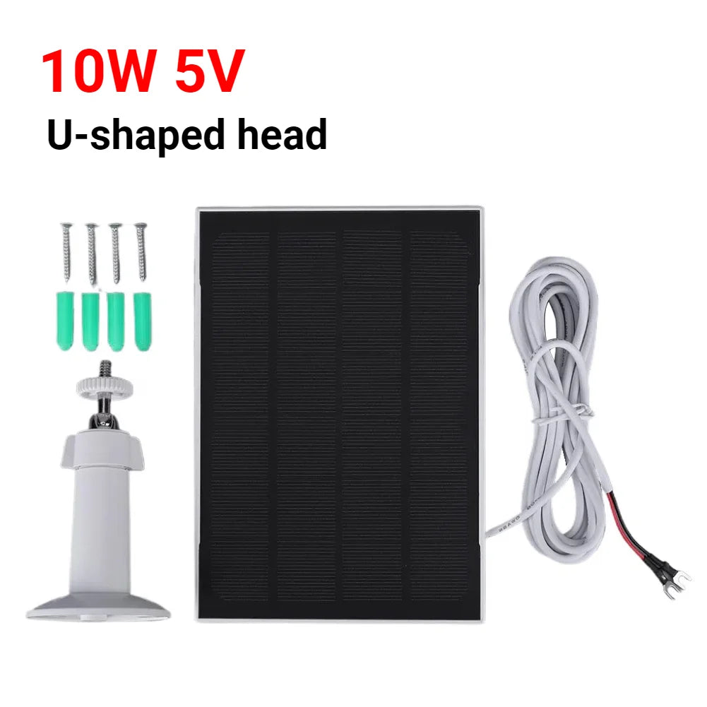 10W 5V Solar Panel Adjustable Wall Mount Solar Panel Micro USB Type C U-shaped Wireless Security Camera Solar Plate Kit Charger