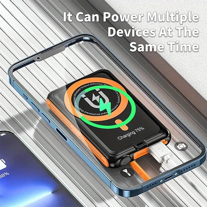 Portable Magnetic Power Bank 5000mAh with Super Bright LED Olar Power Bank for IPhone Samsung Xiaomi Huawei